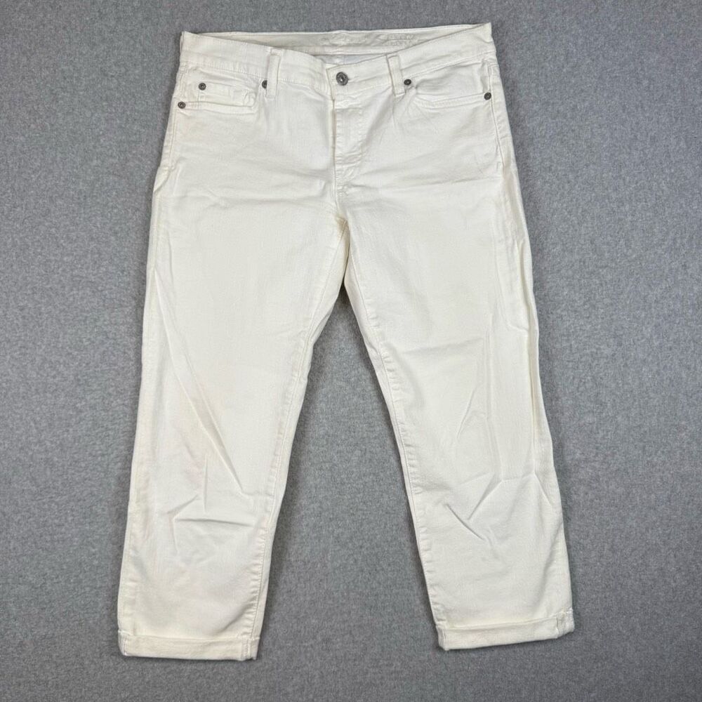 7 for All Mankind Women's 31 Off White The Skinny Crop and Roll Jeans